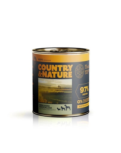 COUNTRY & NATURE Konzerva z morčacieho mäsa bez obilnín s brokolicou 850 g