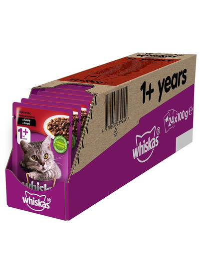 WHISKAS Hovädzie v omáčke 100 gx 18 + 6 ZADARMO