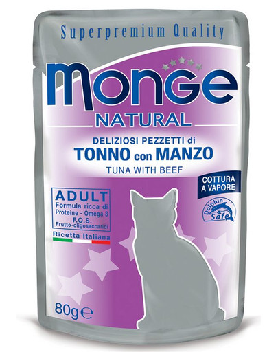 MONGE Tuniak a hovädzie v želé 80 g