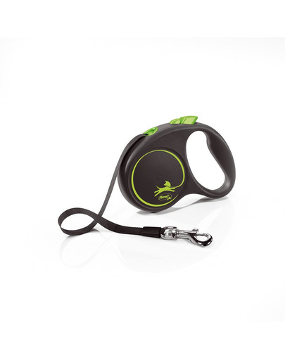 FLEXI Vodítko Black Design S pásik 5 m zelené