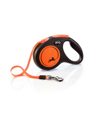 FLEXI Vodítko New Neon M pásik 5 m oranžové