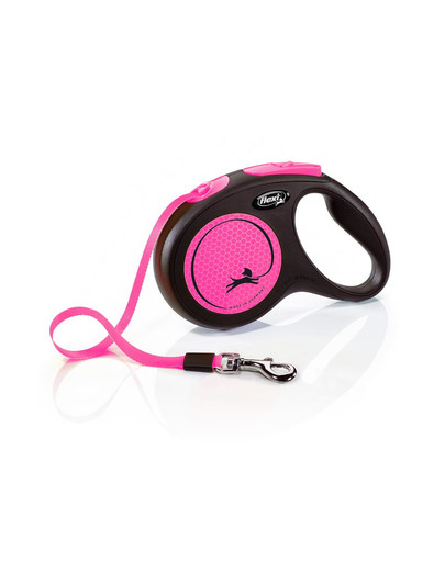 FLEXI Vodítko New Neon M pásik 5 m ružové