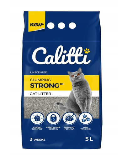 CALITTI Strong neparfumované bentonitové stelivo pre mačky 20 l (4 ks x 5 l)