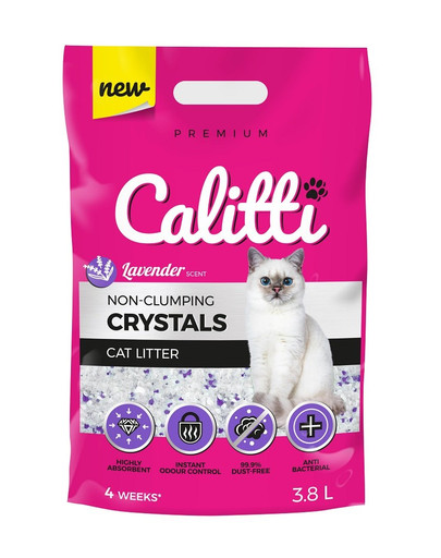 CALITTI Crystals lavender 3,8 l silikónová podstielka pre mačky s vôňou levandule