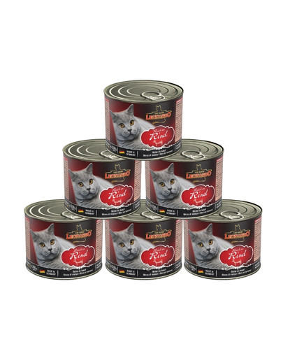 LEONARDO Quality Selection Paštéta pre mačky bohatá na hovädzie mäso - set 6 x 200 g