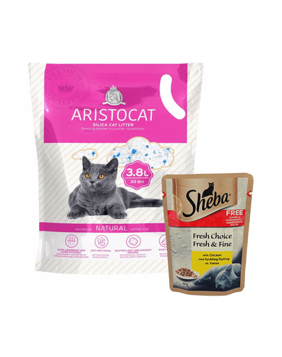 ARISTOCAT Stelivo silikónové PREMIUM 4x3.8 l + SHEBA Mini Kuracie 5x50 g GRATIS