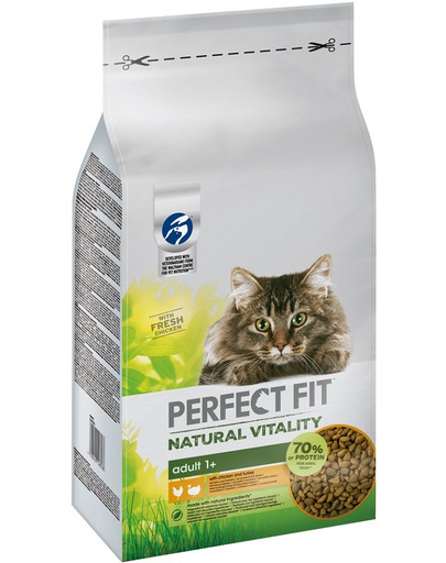 PERFECT FIT Natural Vitality  s kuracím a morčacím pre dospelé mačky 6 kg
