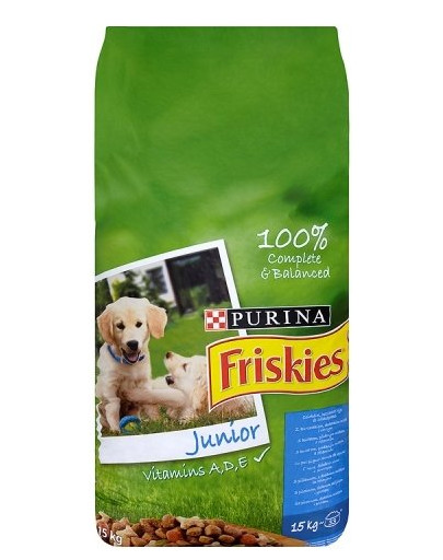FRISKIES Junior s kuracím mäsom, pridané mlieko a zelenina 15 kg