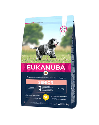 EUKANUBA Caring Senior Medium Breed Granule pre psov s kuracím mäsom 3kg