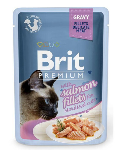 BRIT Premium Cat Fillets v omáčke for Sterilised Salmon 85g
