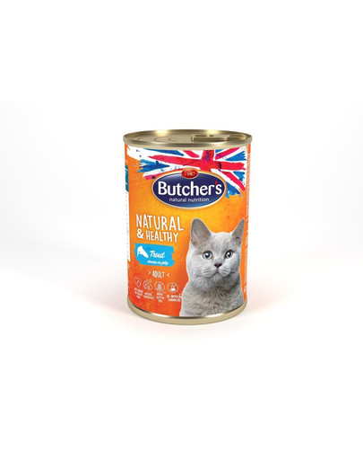 BUTCHER'S Natural&Healthy Cat kúsky pstruha v želé 400 g