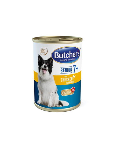 BUTCHER'S WCD Blue+ Senior kuracie mäso, šunka a ryža 390 g