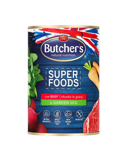 BUTCHER'S Superfoods Dog hovädzie a zelenina konz. 400 g