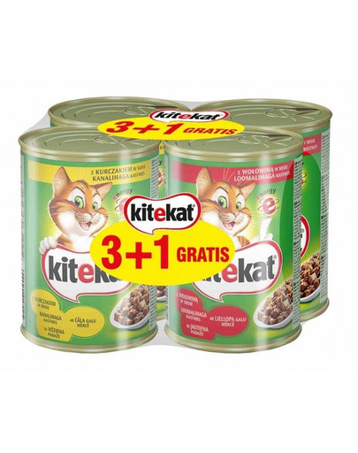 KITEKAT Kurczak/wołowina 4 x 0.4 kg 3 + 1 gratis