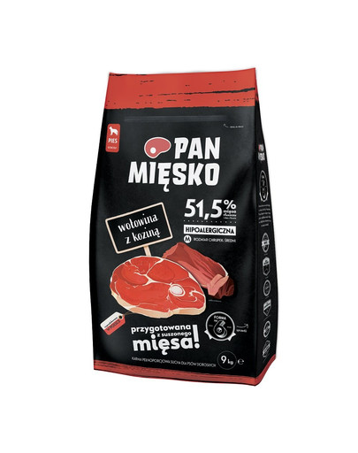 PAN MIĘSKO Hovädzie s kozím pre stredné plemená 9 kg