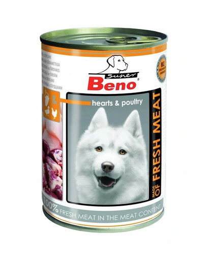 BENEK Super BENO Meat pre dospelých psov, kuracie srdcia 400 g