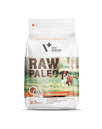 VETEXPERT RAW PALEO Puppy Medium Turkey 2,5 kg