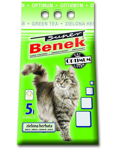 BENEK Super Optimum Bentonitové stelivo s vôňou zeleného čaju 5 l
