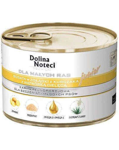 DOLINA NOTECI Premium Junior malé plemená kuracie žalúdky a teľacia pečeň 185 g x 10 ks