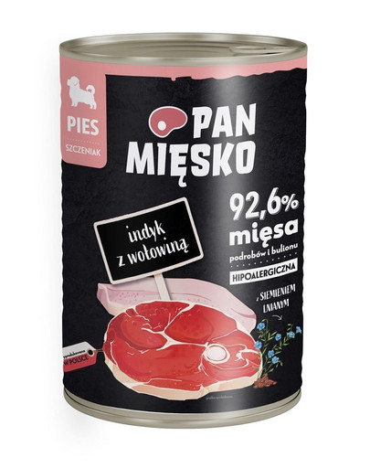 PAN MIĘSKO Morčacie s hovädzím pre šteňatá 400g