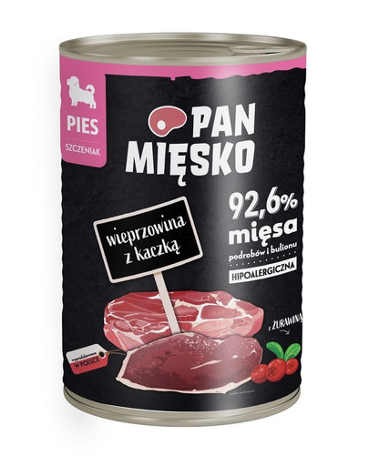 PAN MIĘSKO Bravčové s kačacím pre šteňatá 400g