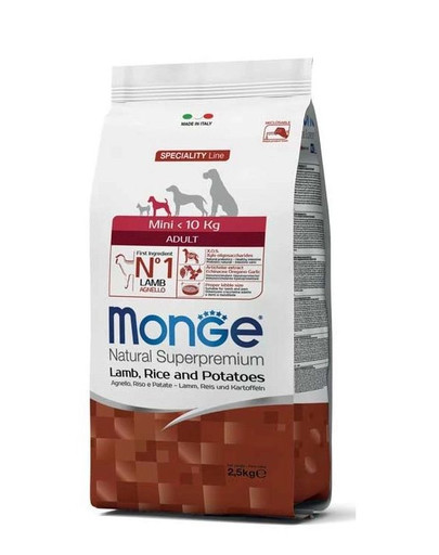MONGE Mini Adult Jahňacie s ryžou a so zemiakmi 800 g
