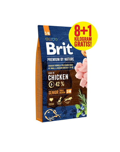 BRIT Premium By Nature Senior Small Medium S+M 8 kg + 1 kg GRATIS