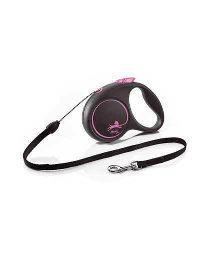 FLEXI Vodítko Black Design S lanko 5 m ružové