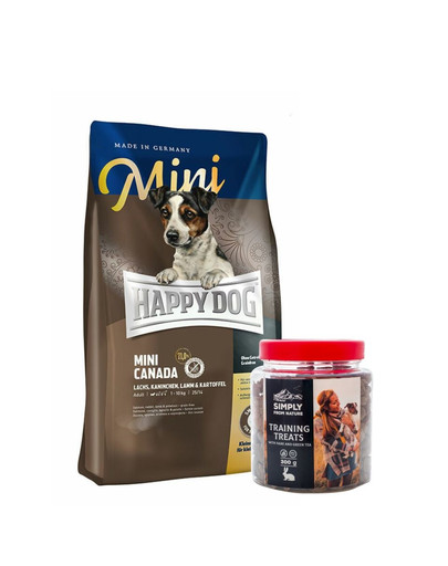 HAPPY DOG Mini Canada 4 kg + tréningové maškrty so zajacom 300 g