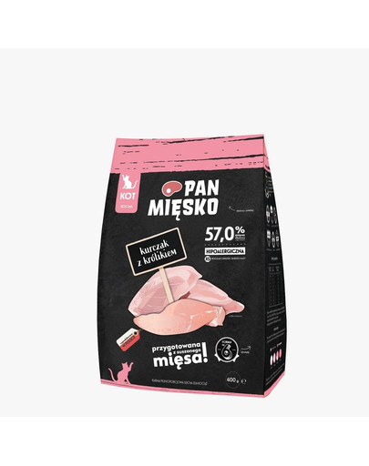 PAN MIĘSKO Kuracie s králikom pre mačiatka XS 400g