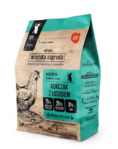 WIEJSKA ZAGRODA Kuracie s lososom pre mačiatka 400 g