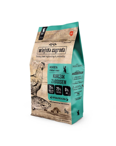 WIEJSKA ZAGRODA Kuracie s lososom pre mačiatka 5 kg