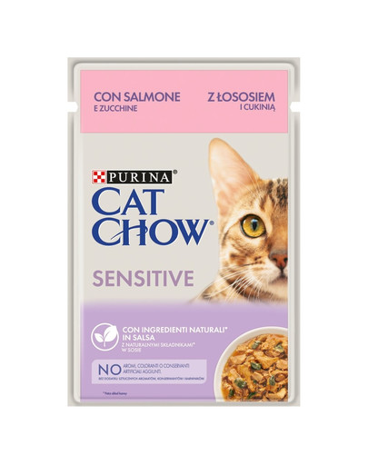 PURINA CAT CHOW Sensitive losos s cuketou v omáčke 26 x 85 g