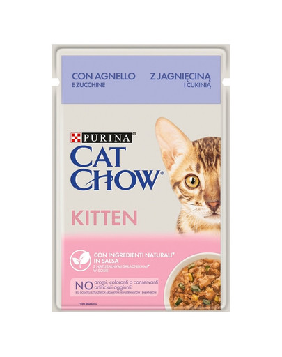 PURINA CAT CHOW Kitten jahňacie s cuketou v omáčke pre mačiatka 26 x 85 g