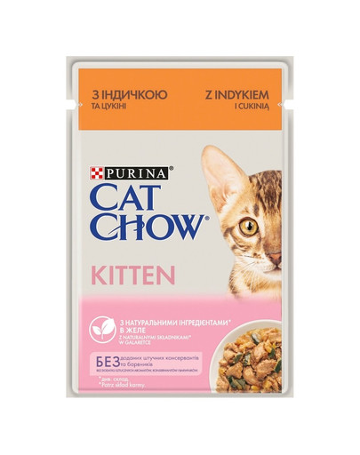 PURINA CAT CHOW Kitten s morčacím a cuketou v želé pre mačiatka 26 x 85 g