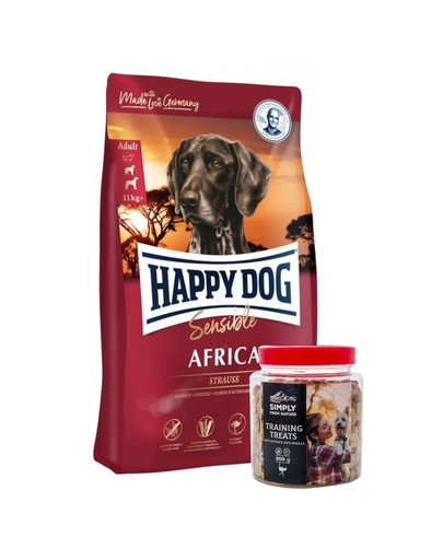 HAPPY DOG Supreme Africa 12.5 kg + tréningové maškrty s pštrosom