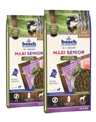 BOSCH Maxi Senior Hydinové mäso a ryža 25 kg (2 x 12,5 kg)