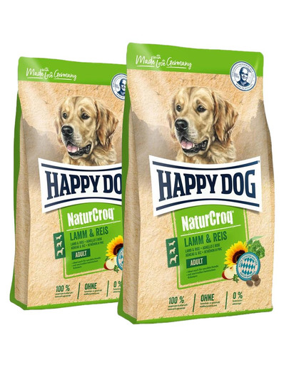 HAPPY DOG NaturCroq 2 x 15 kg granule s jahňacím mäsom a ryžou