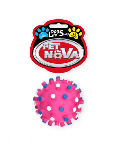 PET NOVA DOG LIFE STYLE Hračka v tvare ježka s výčnelkami, 7 cm, ružová