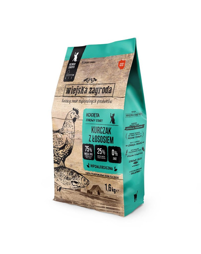 WIEJSKA ZAGRODA Kuracie s lososom pre mačiatka  1,6 kg