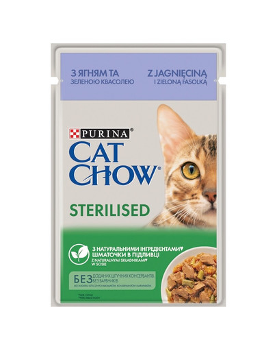 PURINA CAT CHOW Sterilised jahňacie so zelenou fazuľkou v omáčke 26 x 85 g