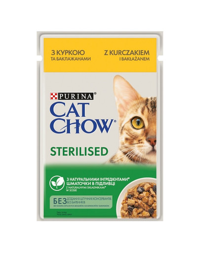 PURINA CAT CHOW Sterilised kuracie s baklažánom v omáčke 26 x 85 g
