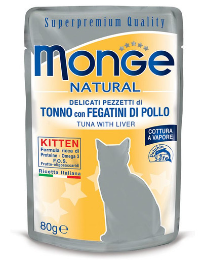 MONGE Buste Kitten  Tuniak s kuracou pečienkou 80g