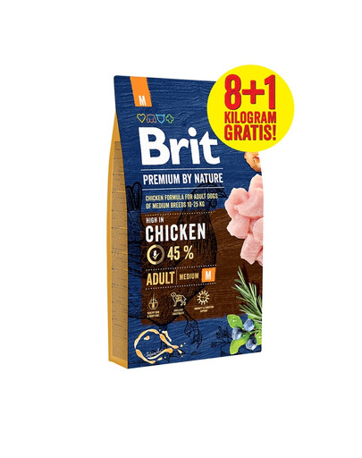 BRIT Premium by Nature M Adult 8kg+1kg FREE
