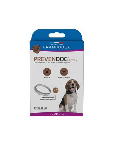 VIRBAC PREVENDOG Biocídny obojok 60 cm pre psov do 25 kg 2 ks