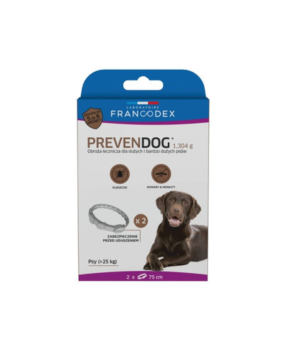 VIRBAC PREVENDOG Biocídny obojok 75 cm pre veľké až obrie plemená psov 25 kg 2 ks