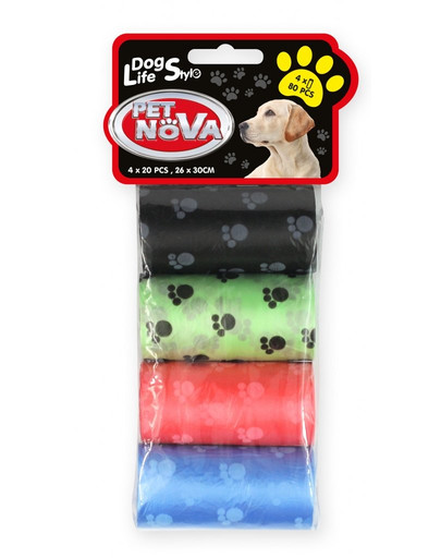 PET NOVA Dog Lifestyle vrecká na psí odpad, 4 role x 20 ks