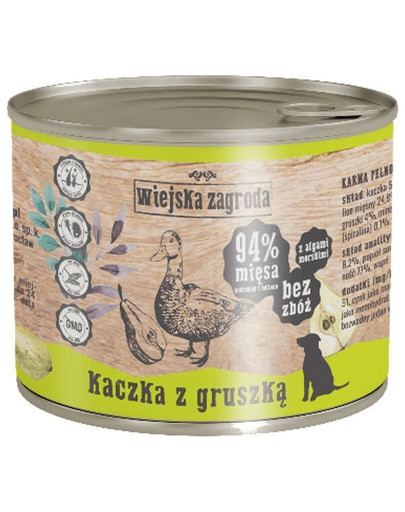 WIEJSKA ZAGRODA Kačka s hruškou 200 g Bezobilná konzerva pre psov