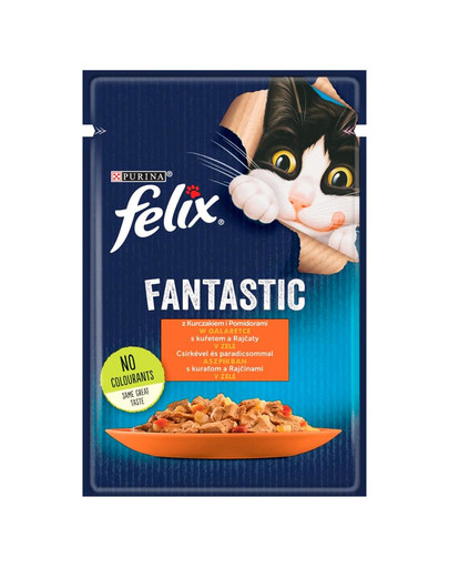 FELIX FANTASTIC Kura s paradajkami v želé  pre mačky 85 g