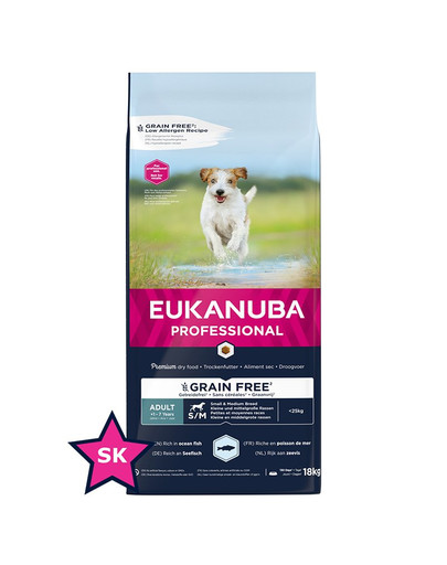 EUKANUBA Bezobilné krmivo pre dospelých psov malých a stredných plemien 18 kg